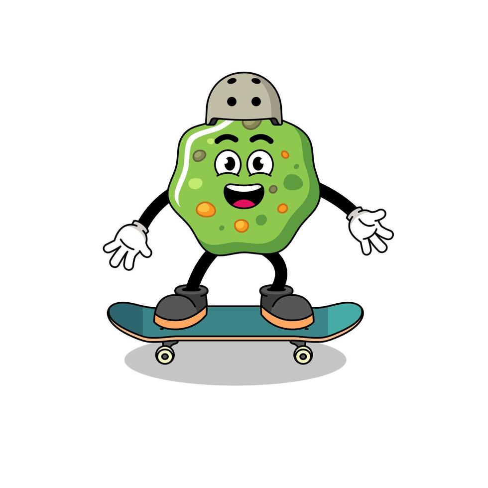 puke mascot playing a skateboard vector