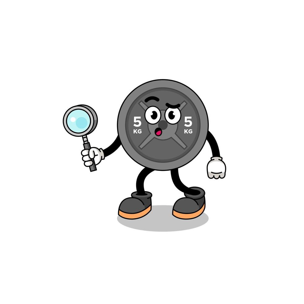 Mascot of barbell plate searching vector