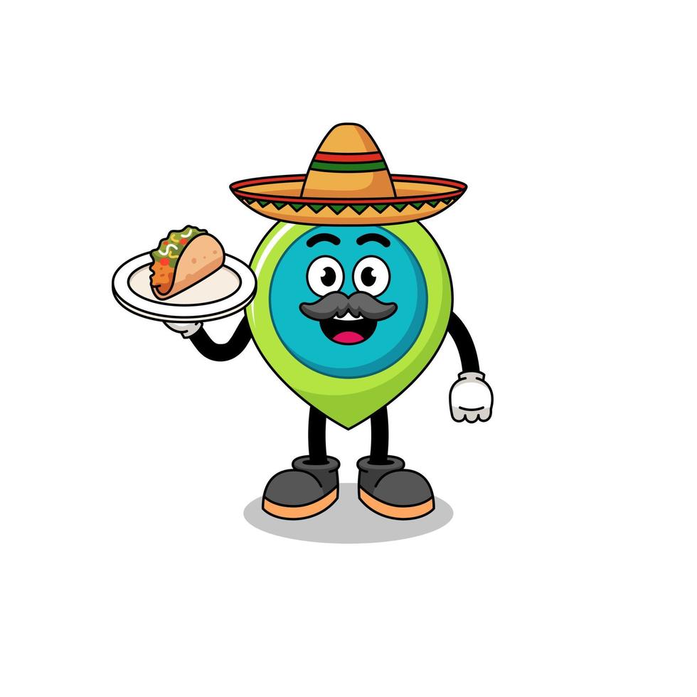 Character cartoon of location symbol as a mexican chef vector