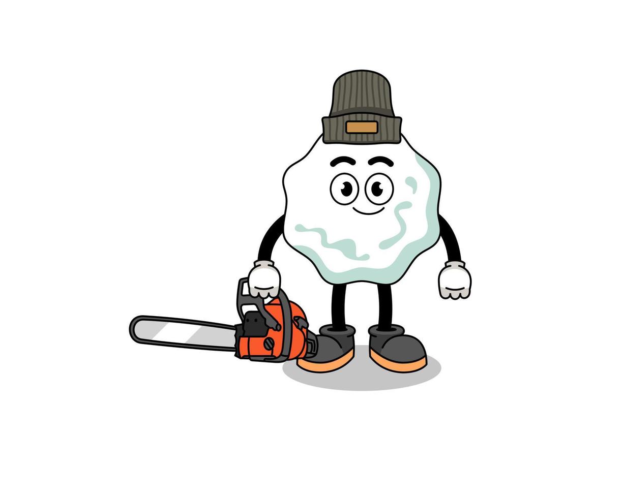 chewing gum illustration cartoon as a lumberjack vector
