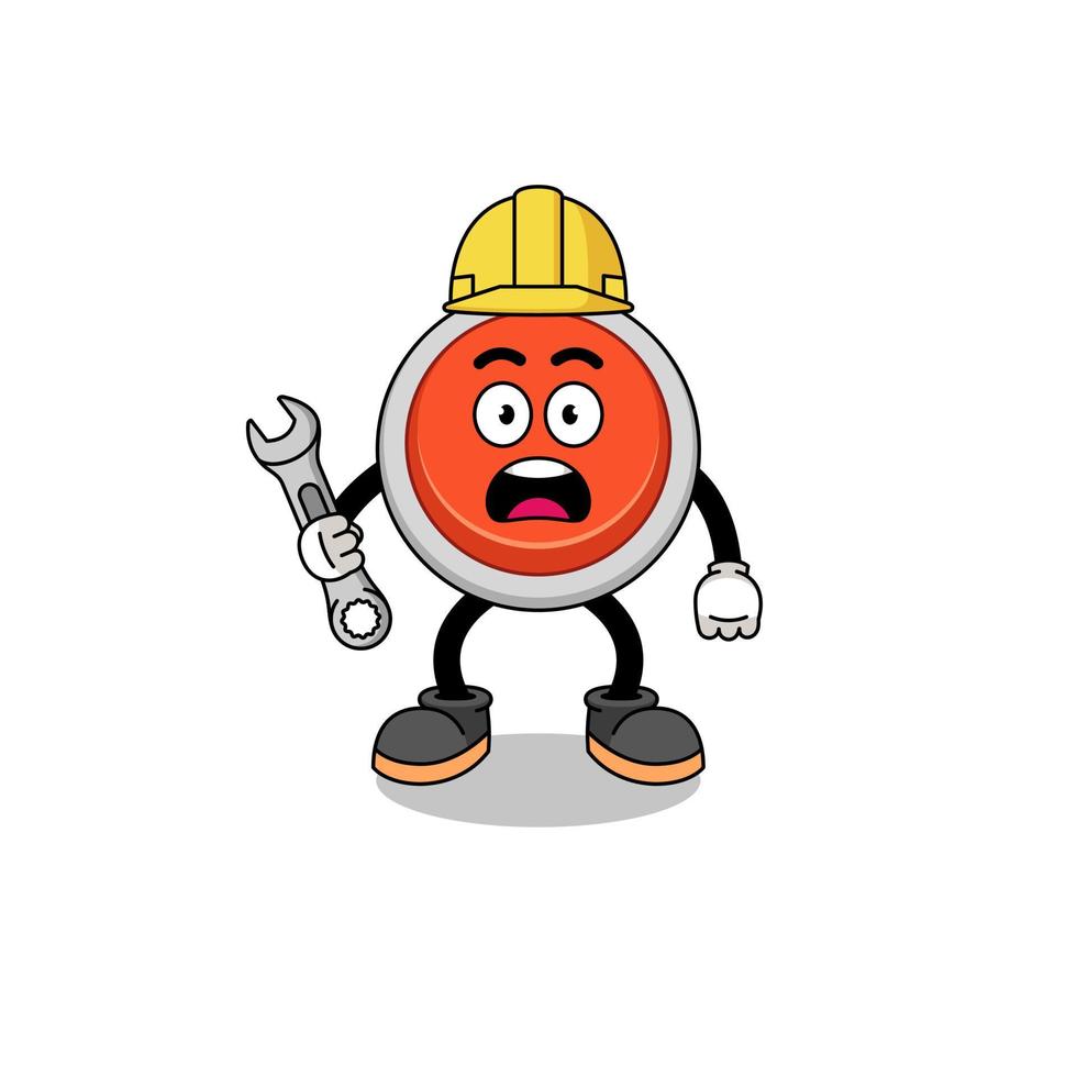 ilustración de personaje del botón de emergencia con error 404 vector