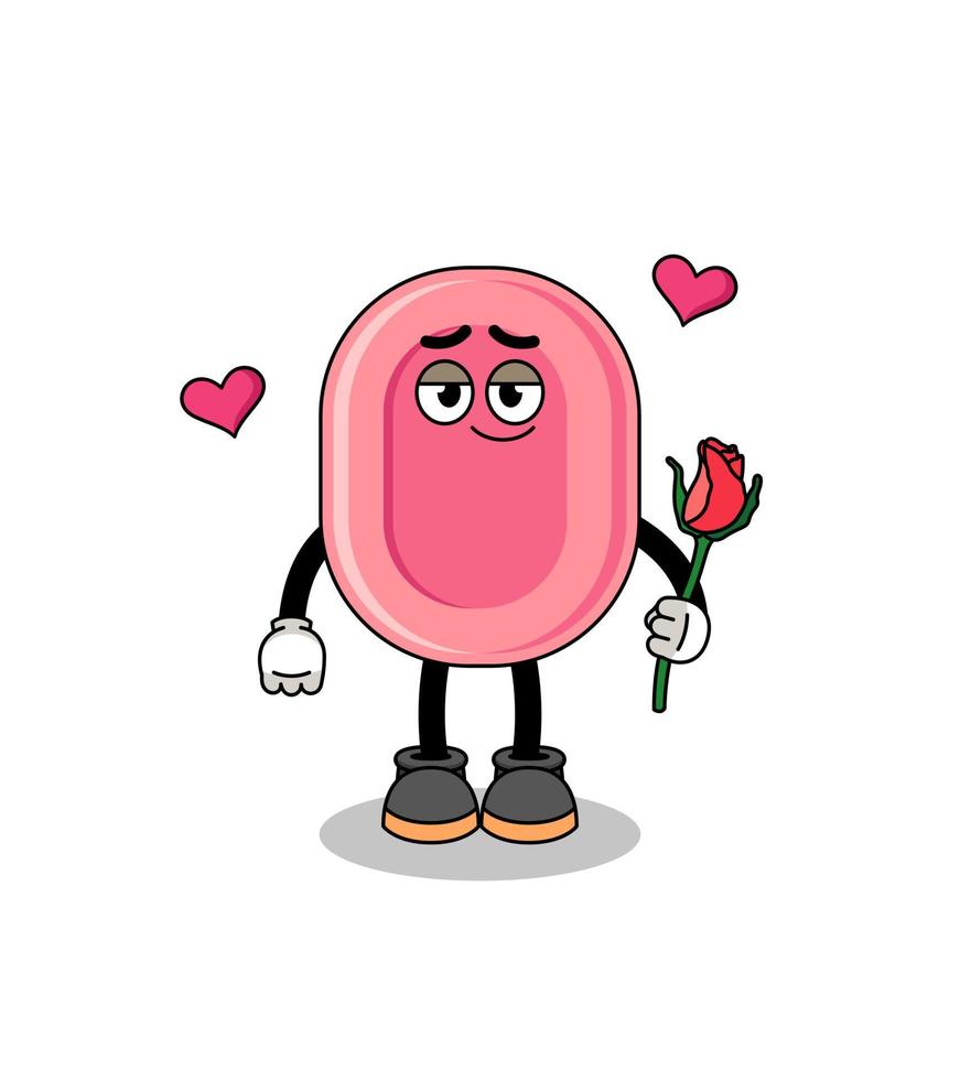 soap mascot falling in love vector