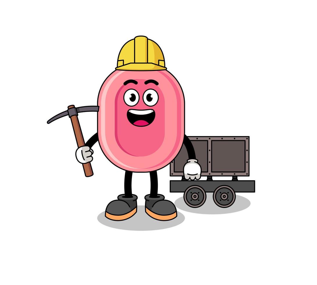 Mascot Illustration of soap miner vector