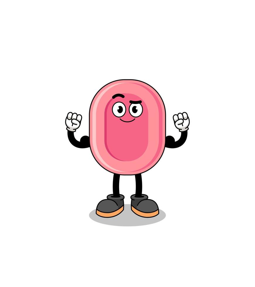 Mascot cartoon of soap posing with muscle vector