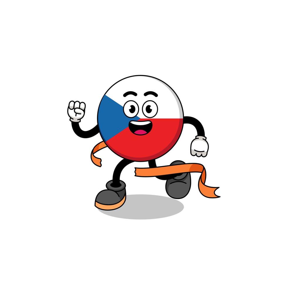 caricatura de mascota de la república checa corriendo en la línea de meta vector