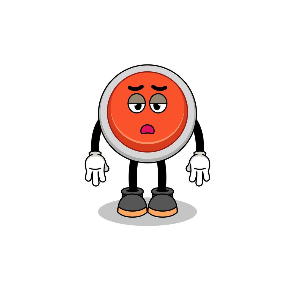 emergency button cartoon with fatigue gesture vector