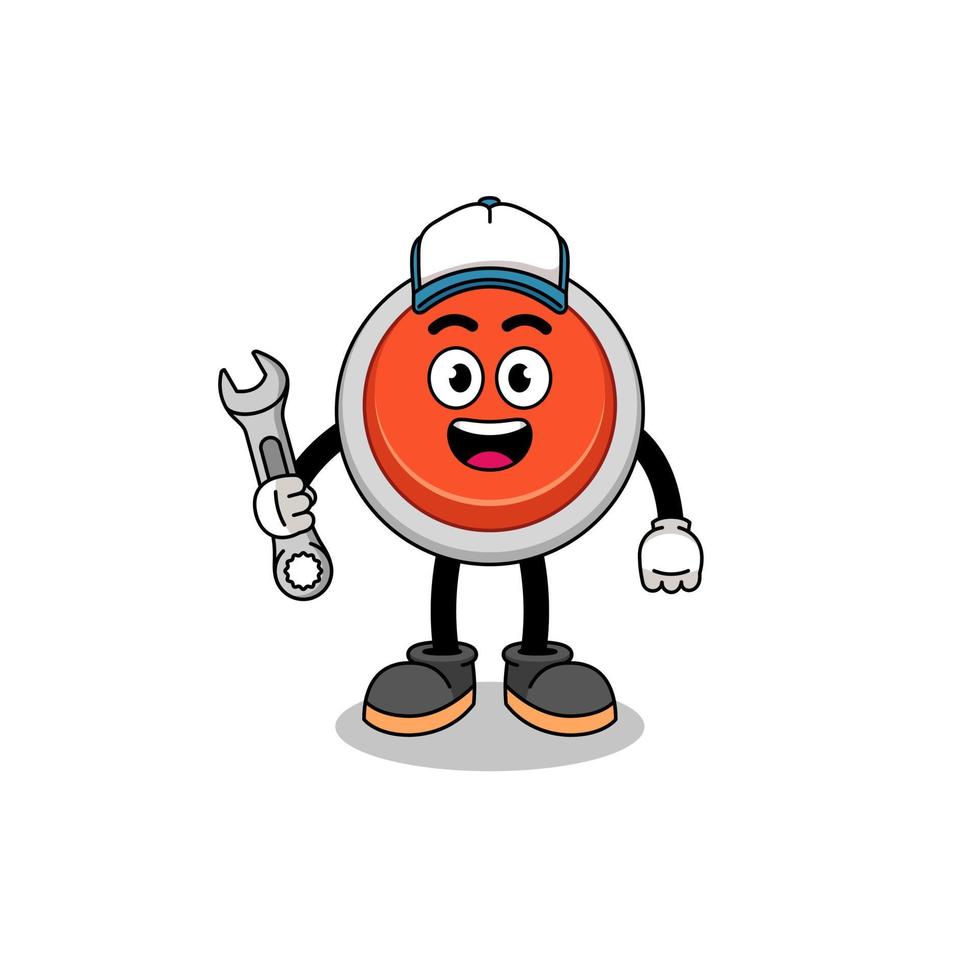 emergency button illustration cartoon as a mechanic vector