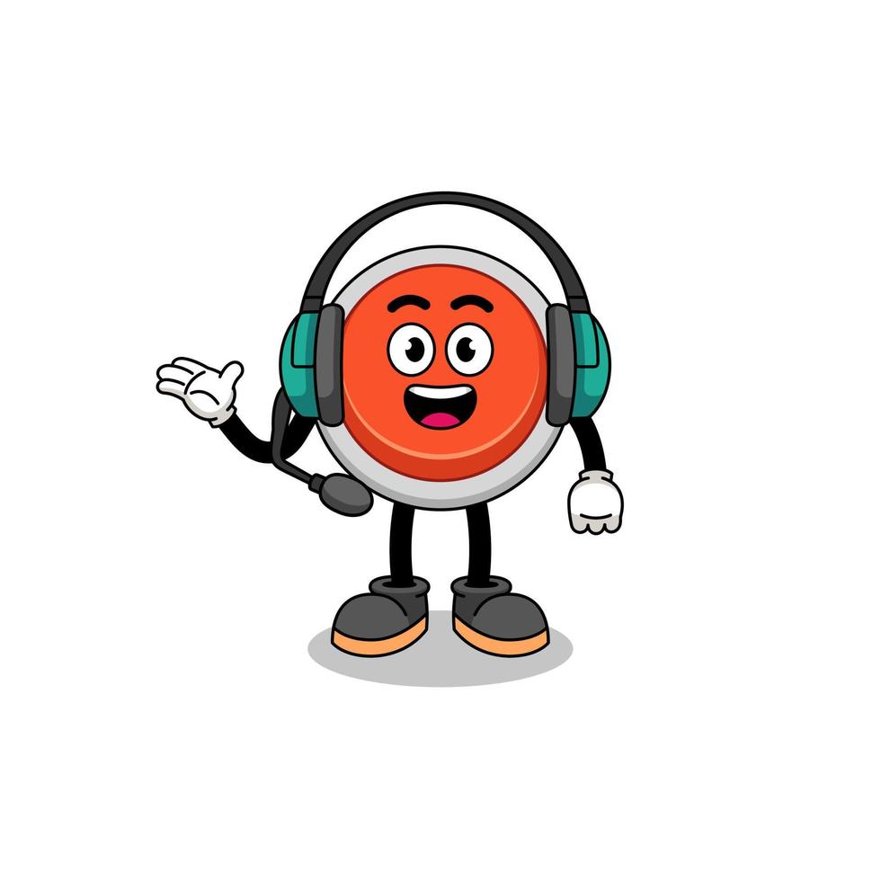 Mascot Illustration of emergency button as a customer services vector