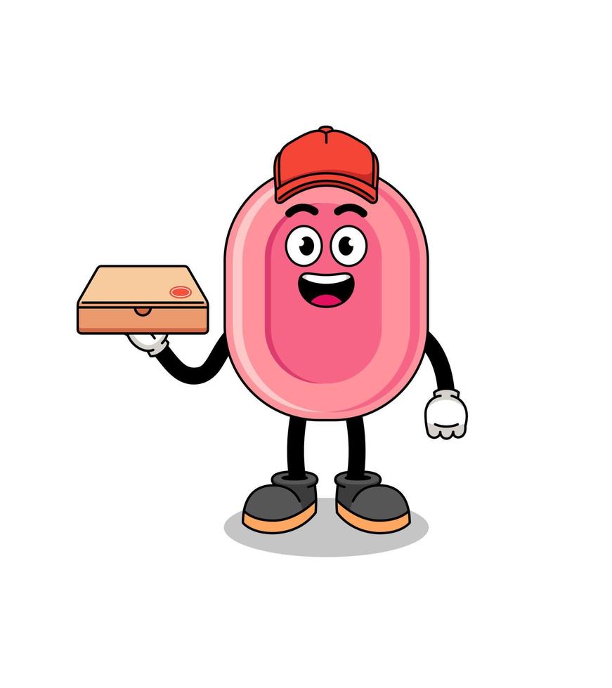 soap illustration as a pizza deliveryman vector