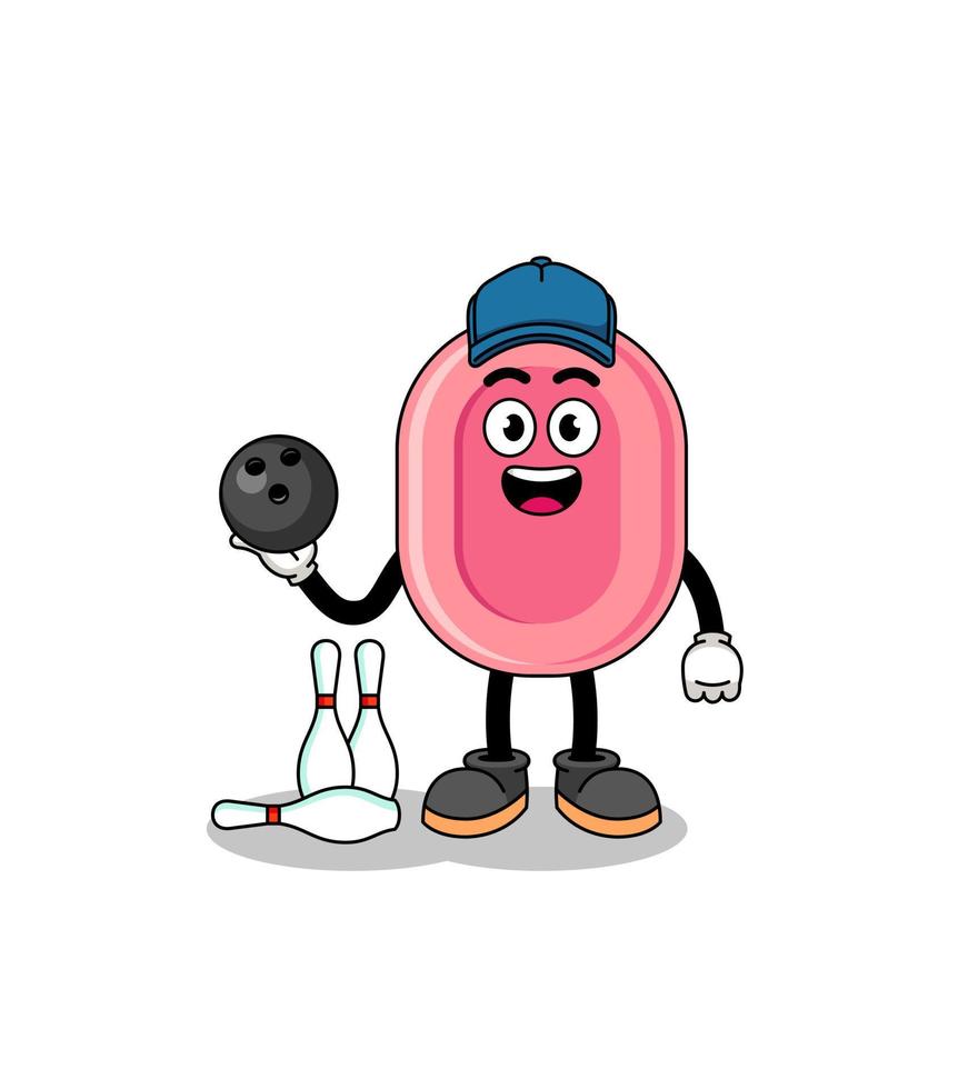 Mascot of soap as a bowling player vector