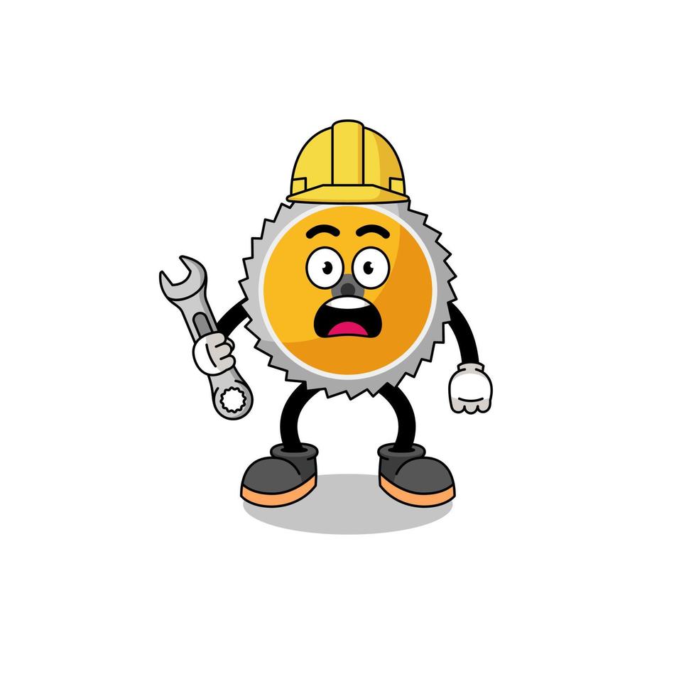 Character Illustration of saw blade with 404 error vector