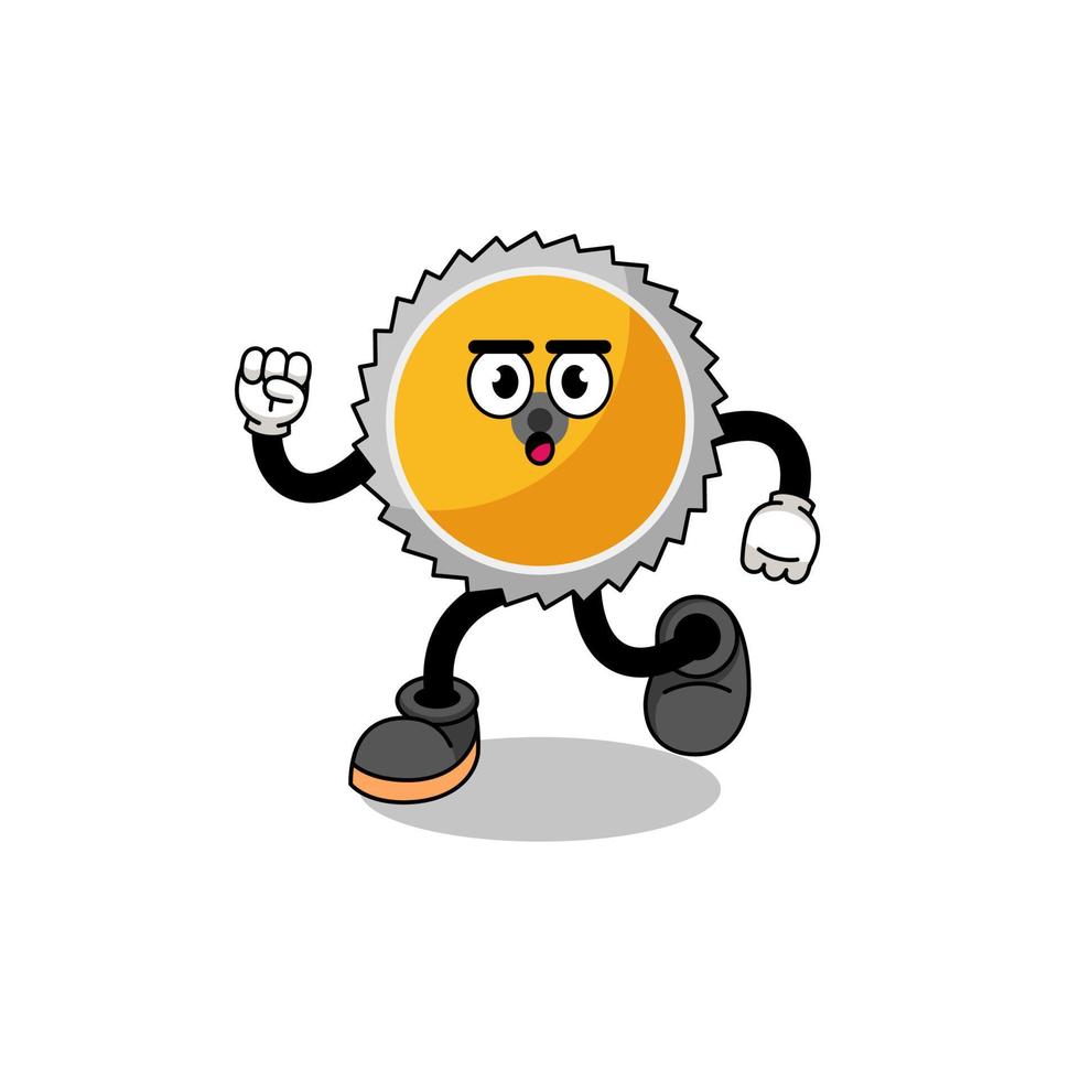 running saw blade mascot illustration vector