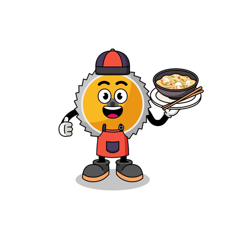 Illustration of saw blade as an asian chef vector