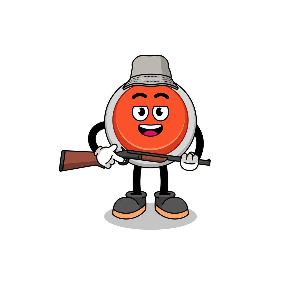 Cartoon Illustration of emergency button hunter vector