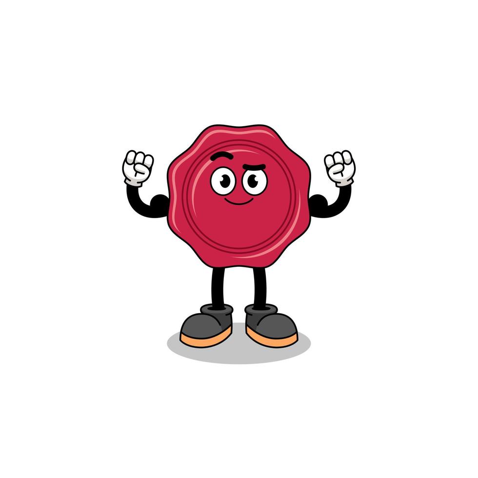 Mascot cartoon of sealing wax posing with muscle vector