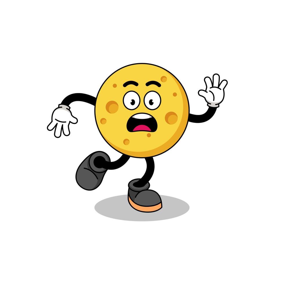 slipping round cheese mascot illustration vector