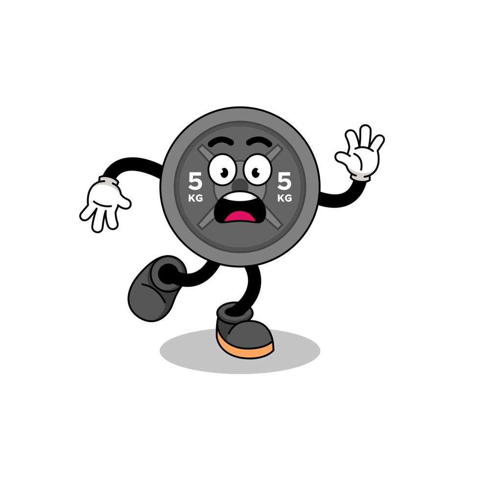 slipping barbell plate mascot illustration vector