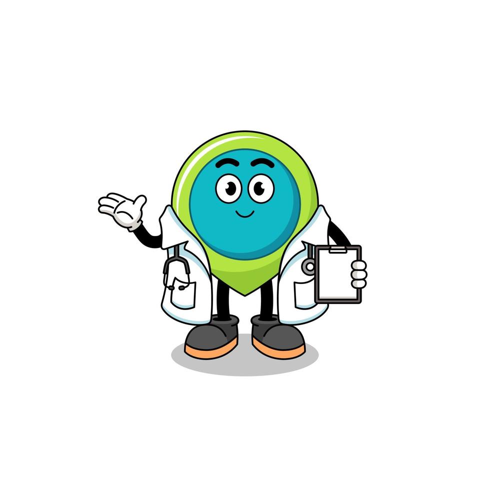 Cartoon mascot of location symbol doctor vector