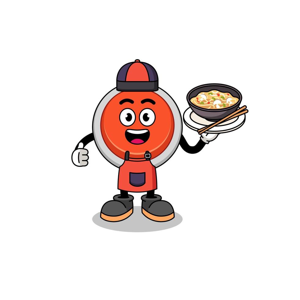 Illustration of emergency button as an asian chef vector
