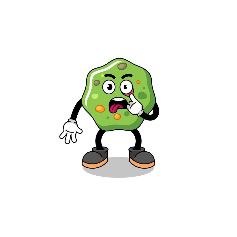 Character Illustration of puke with tongue sticking out vector