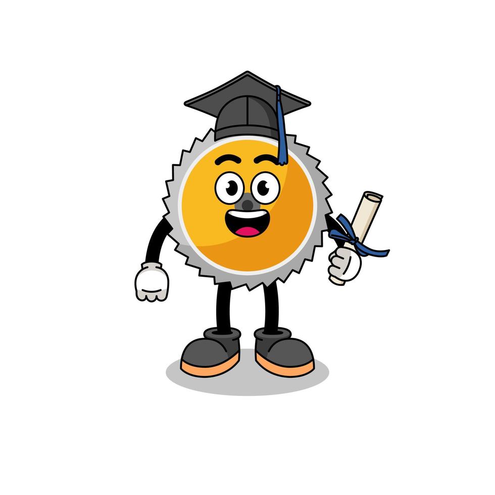 saw blade mascot with graduation pose vector