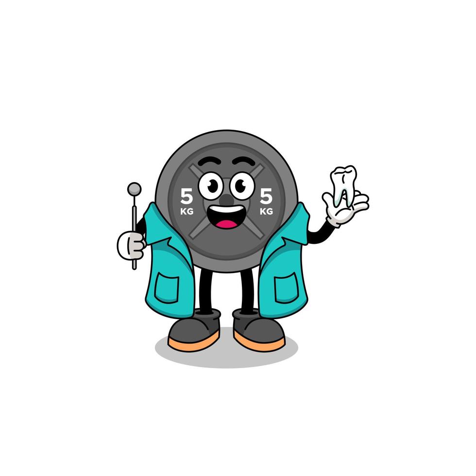 Illustration of barbell plate mascot as a dentist vector