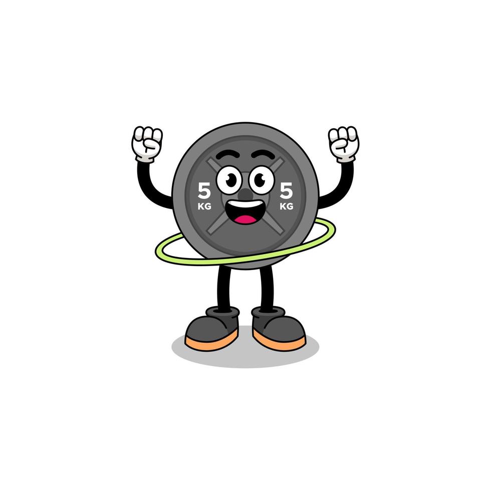 Character Illustration of barbell plate playing hula hoop vector
