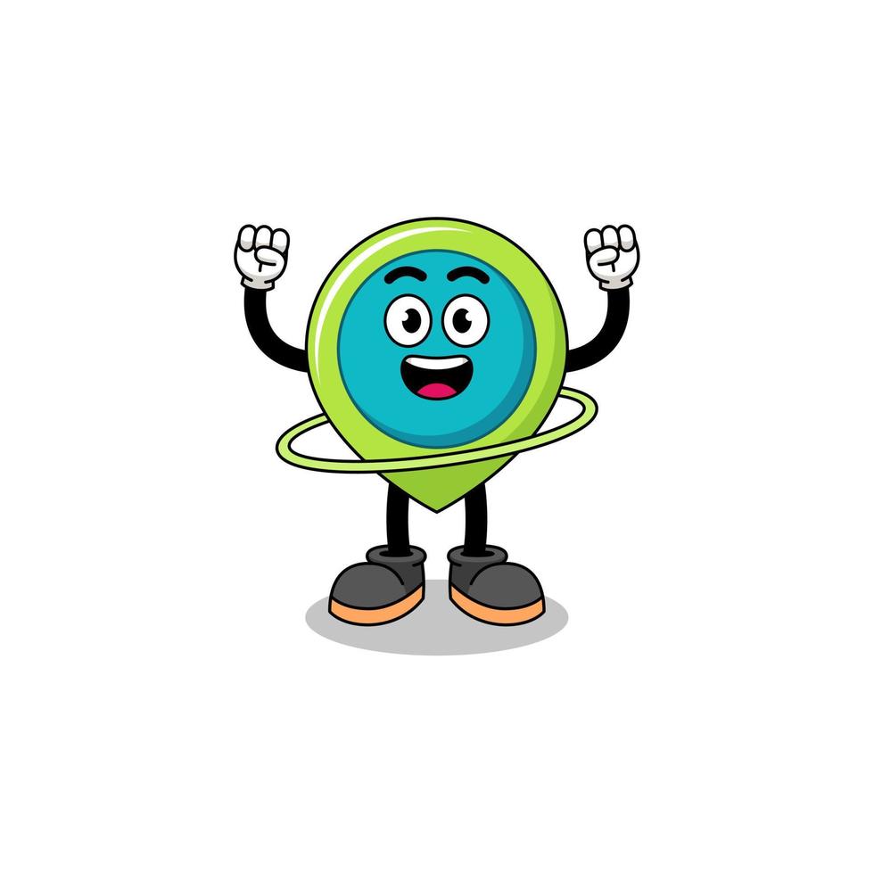 Character Illustration of location symbol playing hula hoop vector