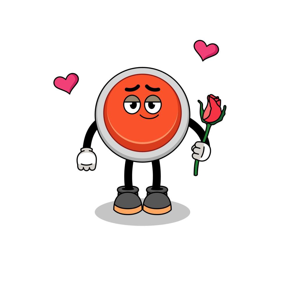 emergency button mascot falling in love vector