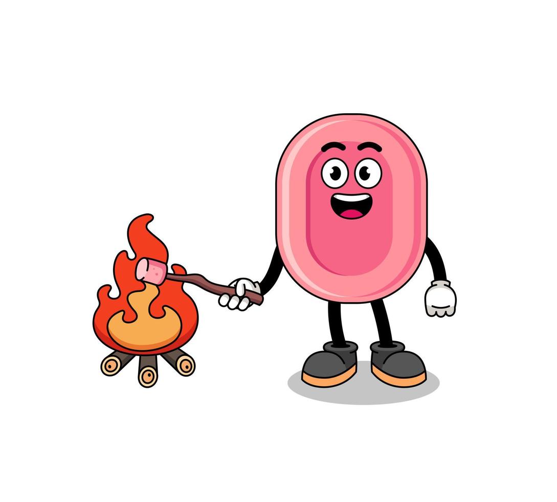 Illustration of soap burning a marshmallow vector