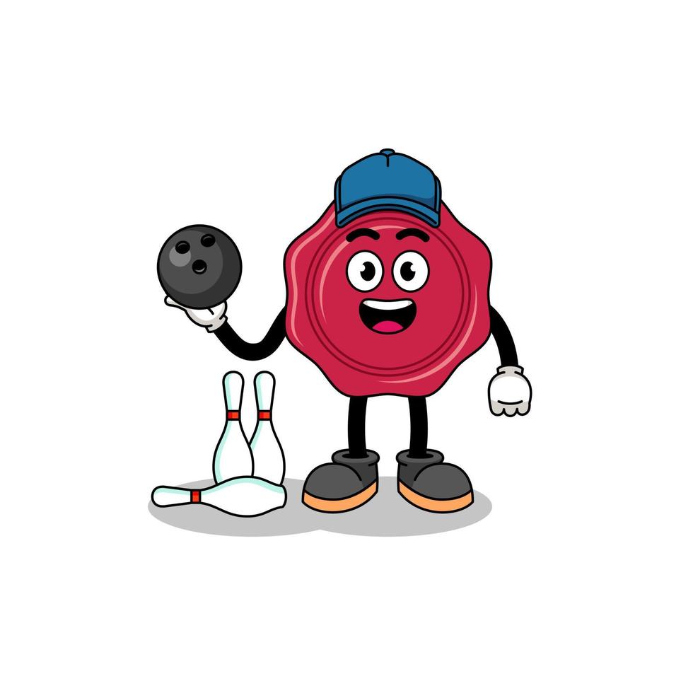 Mascot of sealing wax as a bowling player vector