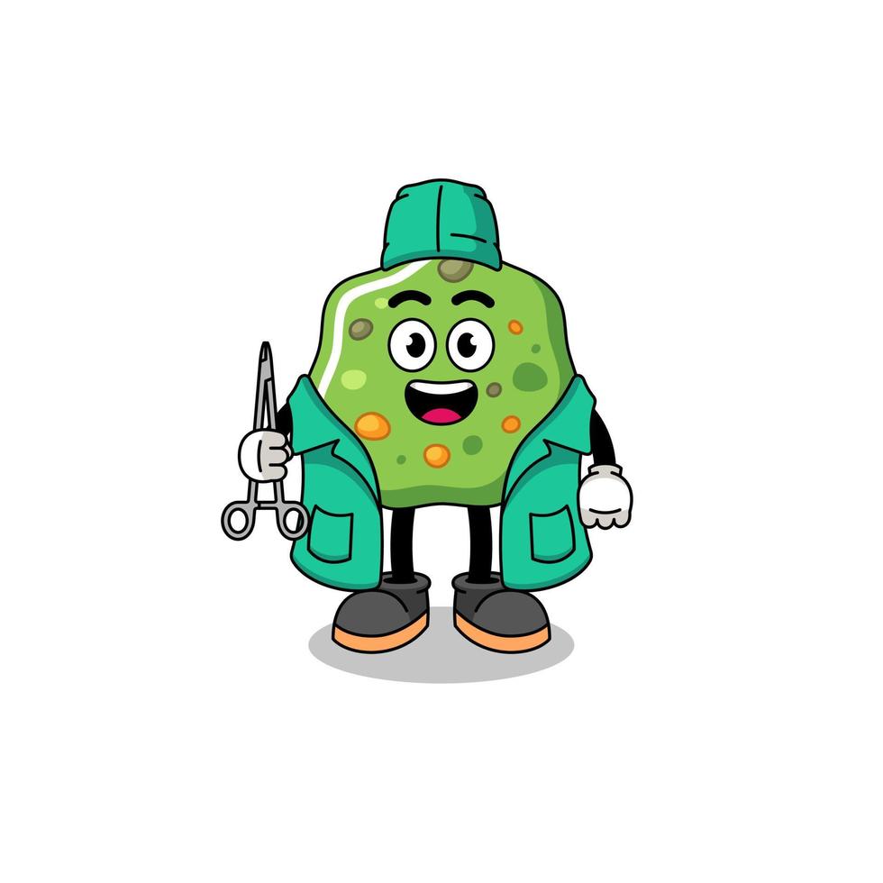 Illustration of puke mascot as a surgeon vector