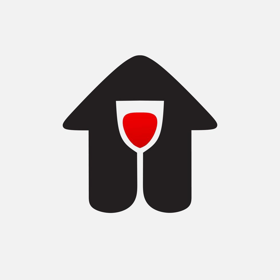 Wine house minimalist logo. Simple negative space vector design. Isolated with soft background.