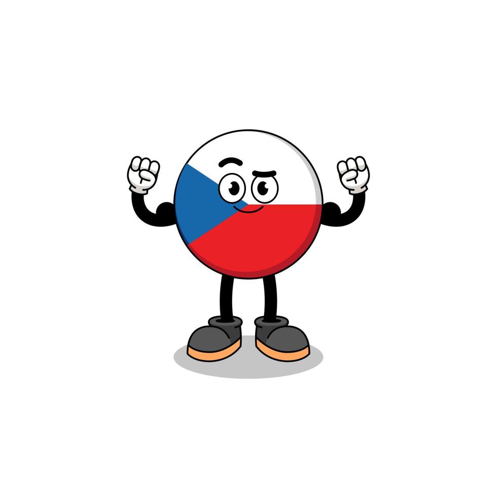 caricatura de mascota de la república checa posando con músculo vector