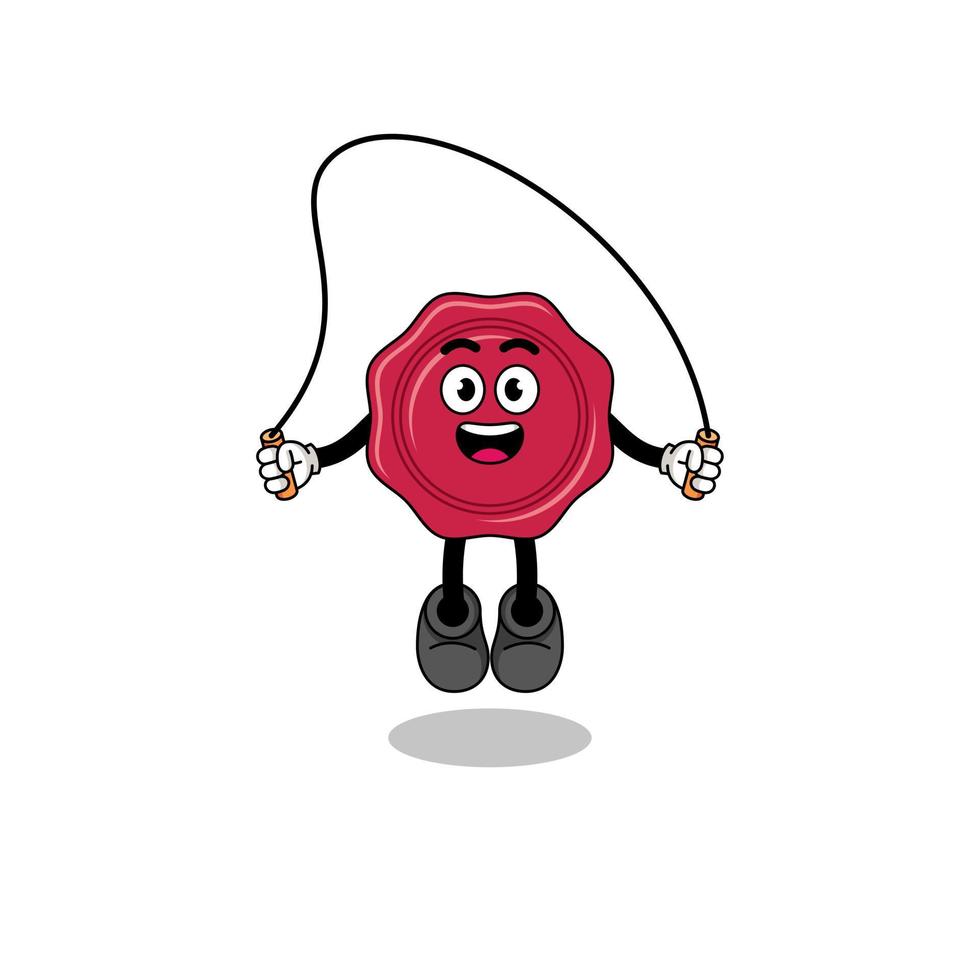 sealing wax mascot cartoon is playing skipping rope vector