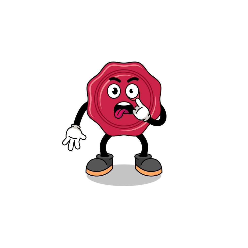 Character Illustration of sealing wax with tongue sticking out vector