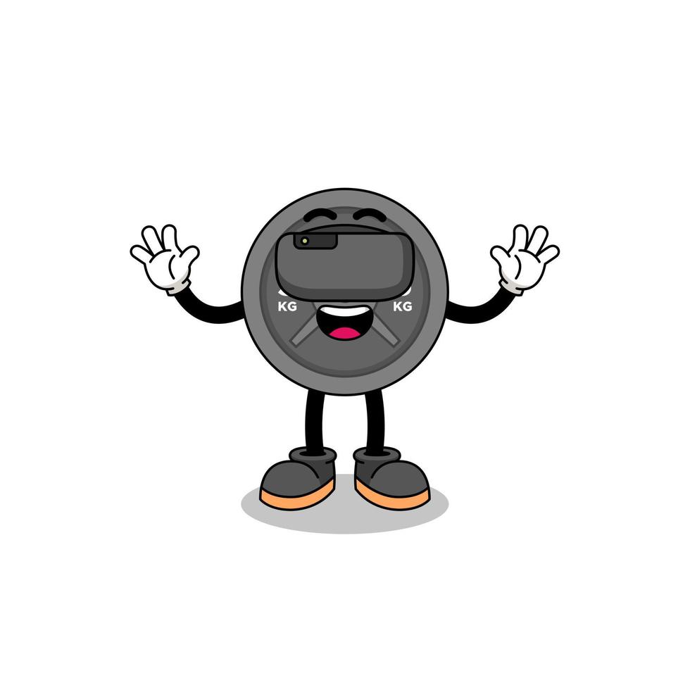 Illustration of barbell plate with a vr headset vector