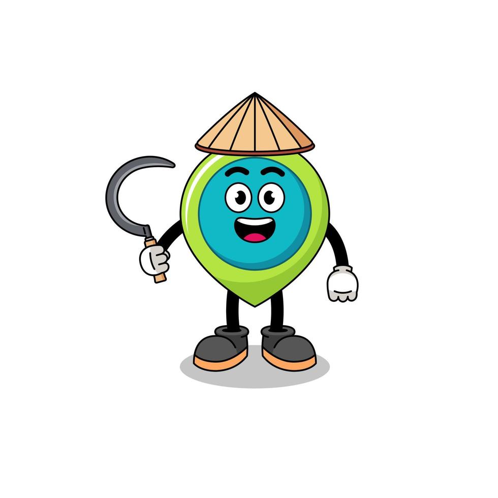 Illustration of location symbol as an asian farmer vector