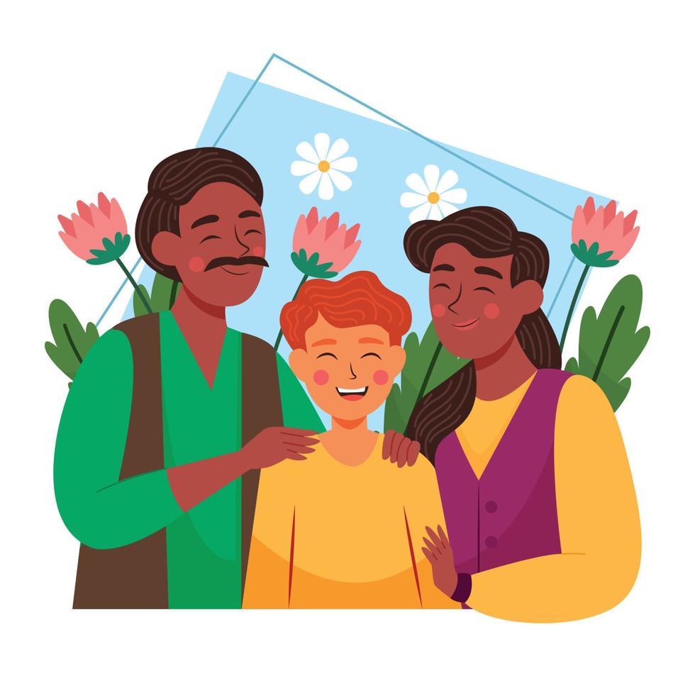 Happy Interracial Family vector