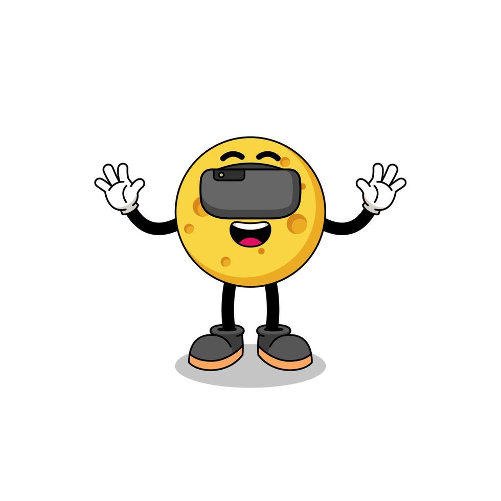 Illustration of round cheese with a vr headset vector