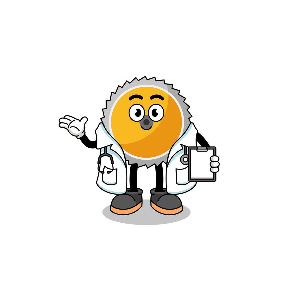 Cartoon mascot of saw blade doctor vector