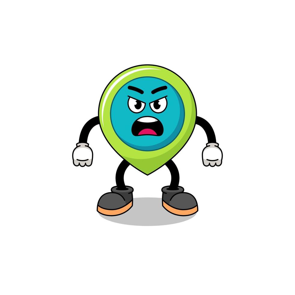location symbol cartoon illustration with angry expression vector