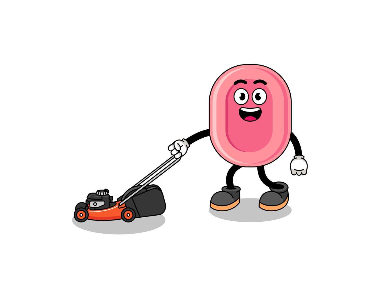 soap illustration cartoon holding lawn mower vector