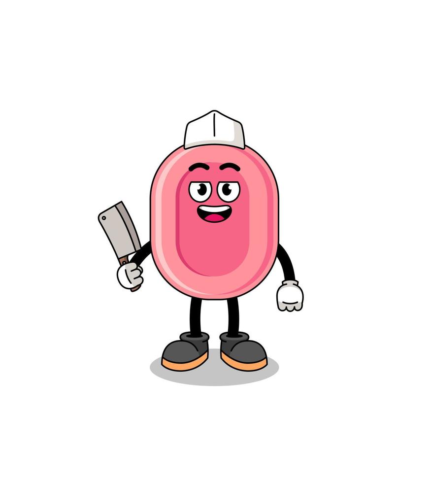 Mascot of soap as a butcher vector