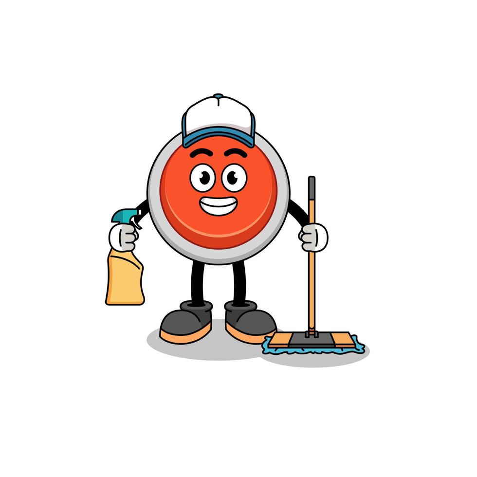 Character mascot of emergency button as a cleaning services vector