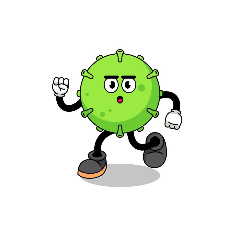 ilustración de mascota de virus en ejecución vector