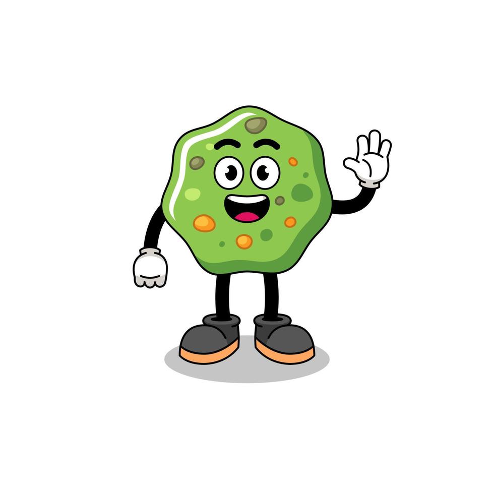 puke cartoon doing wave hand gesture vector