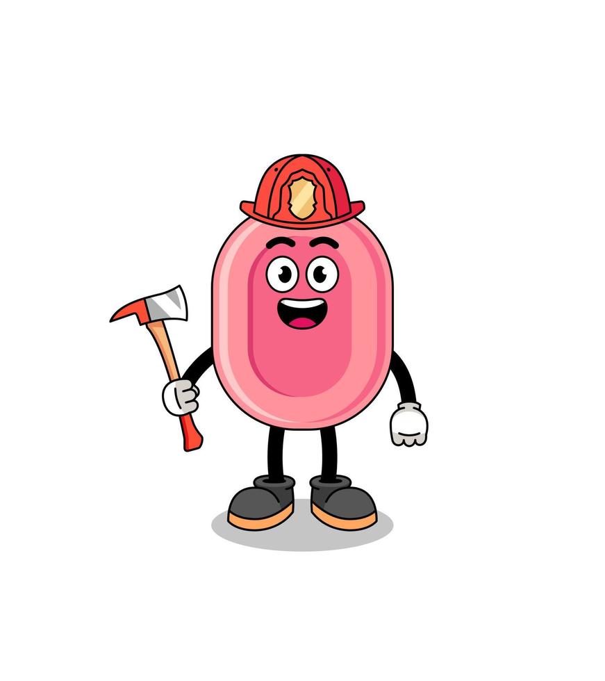 Cartoon mascot of soap firefighter vector