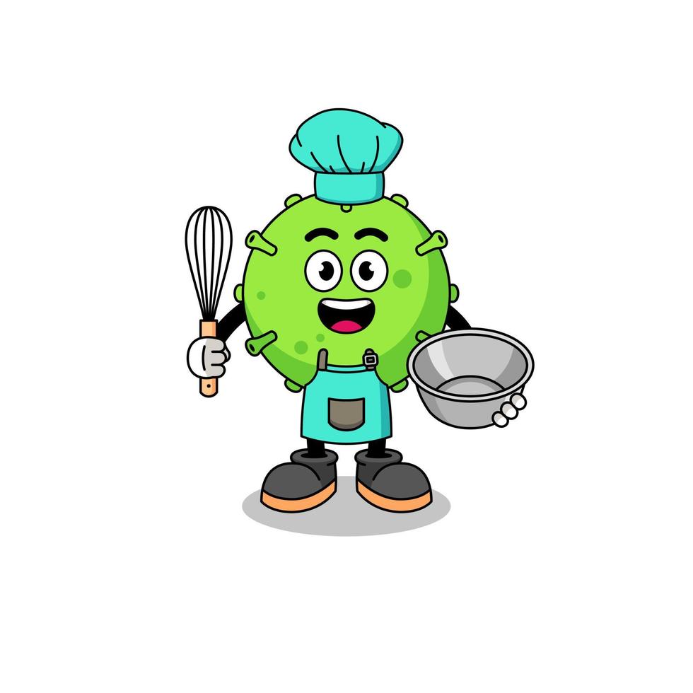 ilustración de virus como chef de panadería vector