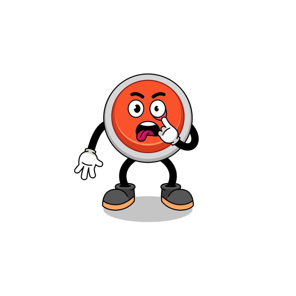 Character Illustration of emergency button with tongue sticking out vector